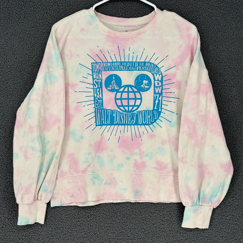 Disney Parks Walt Disney World 71 Tie Dye Sweatshirt Pink Blue Small